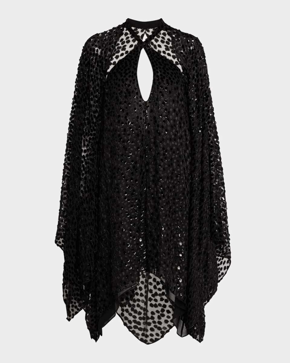 Crossover Cutout Long-Sleeve Mini Dress